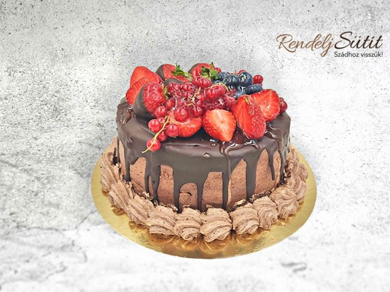 Csokoládétorta gyümölcsökkel - Torta házhoszllítás Rendeljsutit.hu